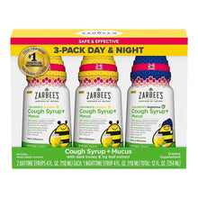 Zarbee’s children's cough syrup 3-pack, day & night bottles with honey labels