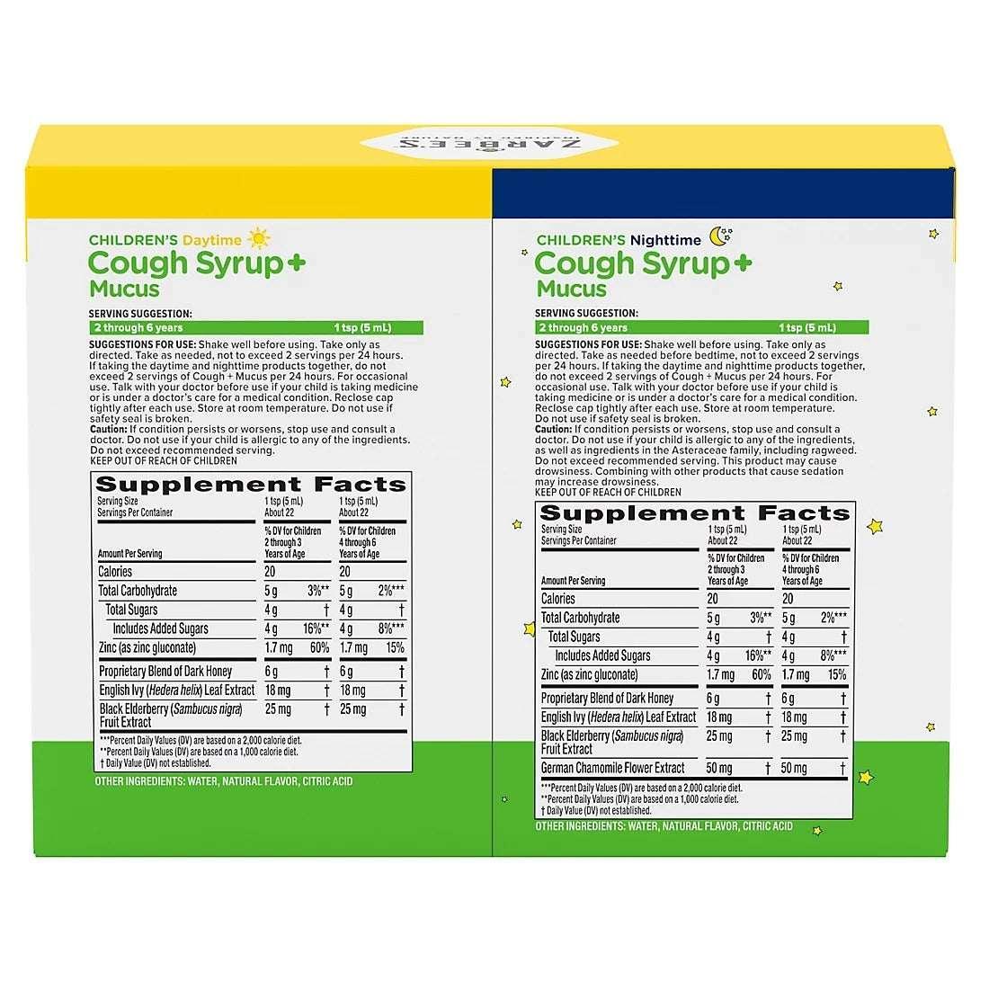 Zarbee’s Children’s Cough + Mucus Syrup Day & Night, 3 Pack