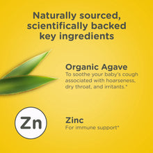 Agave and zinc ingredient highlights for baby cough syrup, naturally sourced panel