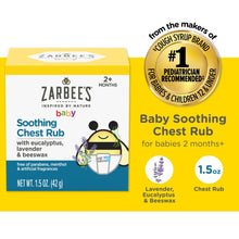Zarbee's baby soothing chest rub box with 1.5 oz chest rub product badge
