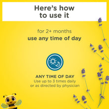 Baby soothing chest rub usage instructions for ages 2+ months, up to 3 times daily
