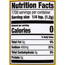 Zatarain's Crawfish, Shrimp & Crab Boil nutrition facts label, calories 0