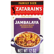 Family-size Jambalaya rice dinner mix box with Zatarain's branding and pot graphic