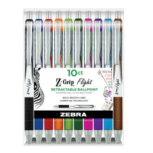 Retractable ballpoint pen set with assorted ink colors, 10-count in retail box.