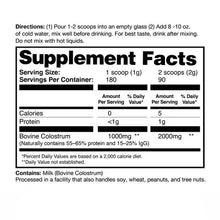 Supplement Facts label with directions text on Zena Pure colostrum box