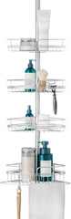 Zenna Home Tension Pole Shower Caddy Corner Organizer, Adjustable Standing Shower Caddy with 4 Baskets and Built in Towel Bar, Rust Resistant Bathroom Tension Rod Organizer, 60 to 97 Inch