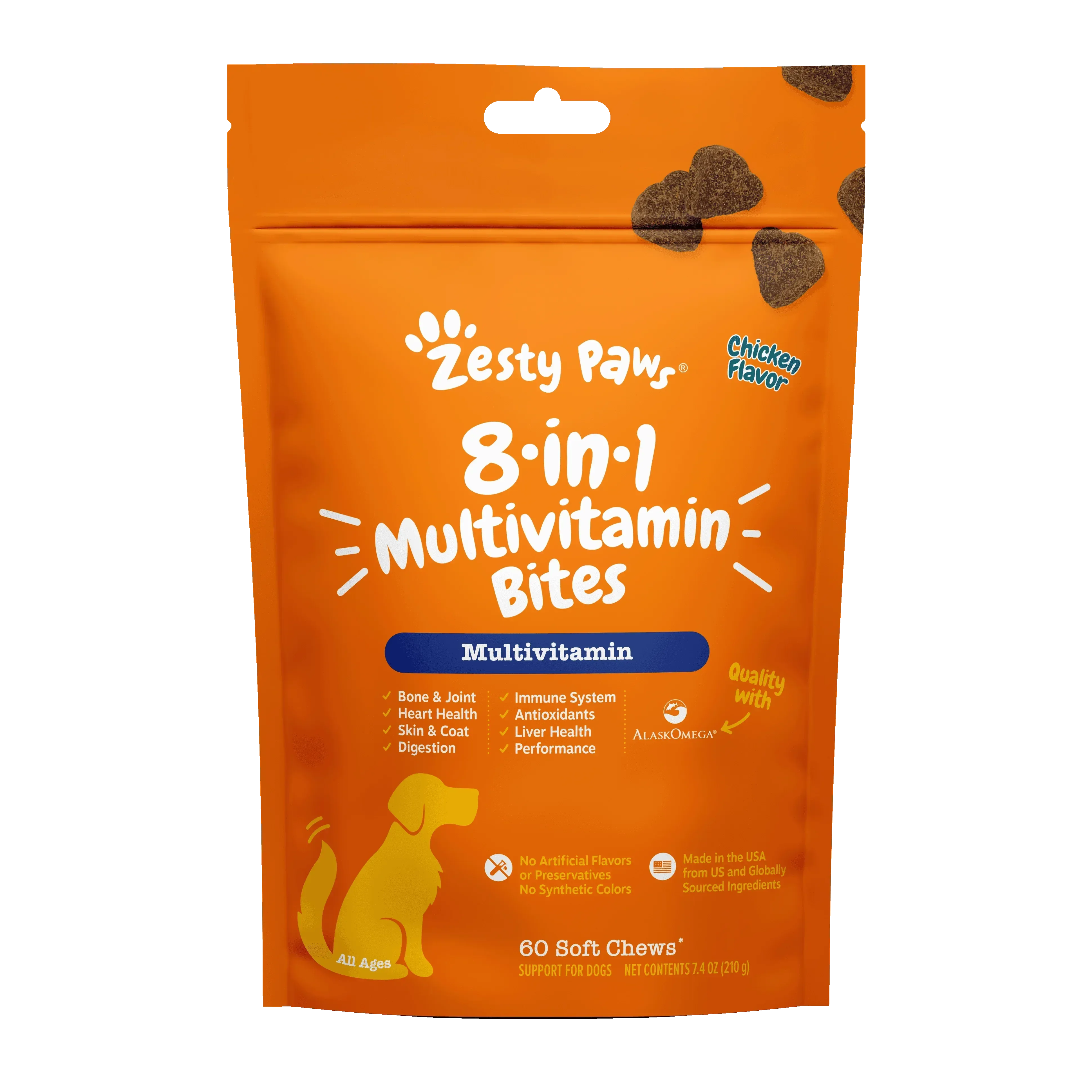 Zesty Paws 8-in-1 Multivitamin Bites for Dogs, for Overall Wellbeing Chicken Flavor, 90ct