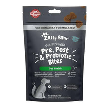 Zesty Paws dog supplement pouch: Vet Strength Pre, Post & Probiotic Bites (front)