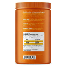 Orange supplement bottle back panel with dosage guidance and barcode at bottom