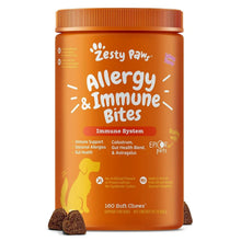 Salmon allergy immune chew supplement bottle with orange Allergy & Immune Bites label