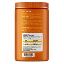 Zesty Paws Calming Plus Bites directions panel on orange bottle back label