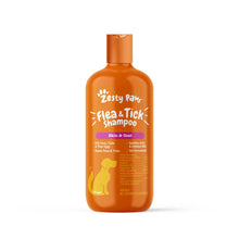 Zesty Paws flea and tick shampoo bottle, orange with pump cap