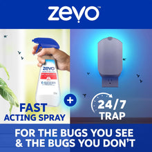 Zevo insect killer spray bottle with blue trigger and 24/7 trap graphic