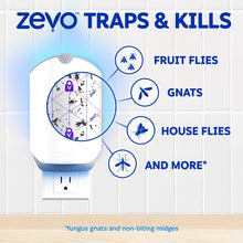 Plug-in light insect trap device with blue bug icons on display