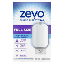Zevo full-size flying insect trap kit box with white plug-in device pictured