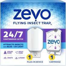 Zevo plug-in flying insect trap device, white unit with included cartridge packaging