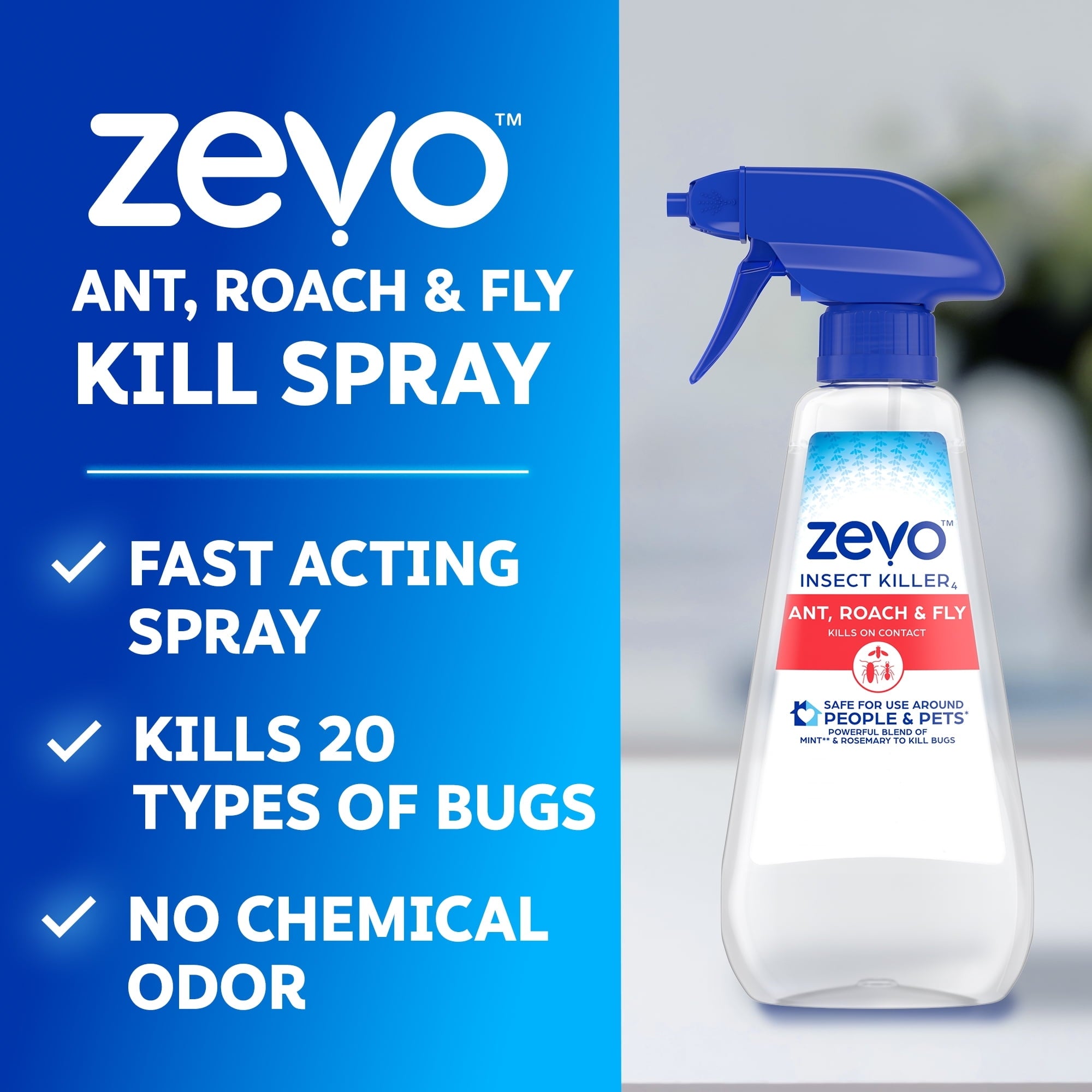 Zevo Roach Killer & Multi Insect Spray for Ants, Flies & More 12oz Spray