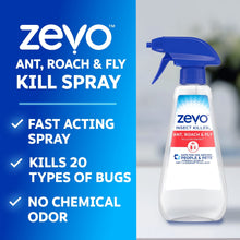 Insect killer spray bottle with blue trigger nozzle and front label for ants, roaches, flies