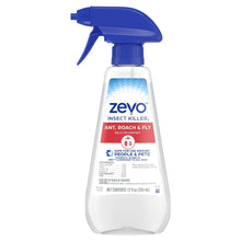 Insect killer spray bottle with blue trigger and front label for ants, roaches, and flies