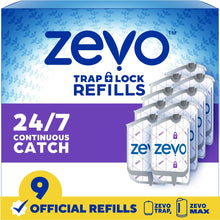 Zevo Trap & Lock refill cartridge pack with 9 refill cartridges, gray and white
