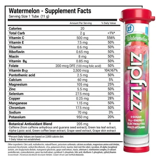 Zipfizz Multi-Vitamin Energy Hydration Drink Mix, 30 Tubes