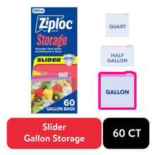 Gallon food storage slider bags box, 60 count, expandable base