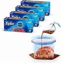 Ziploc gallon freezer bags set with boxed packs and a filled bag