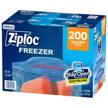 Ziploc freezer bag box, 1 qt quart size, 200-count with seal top closure