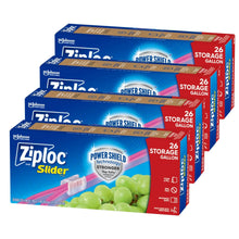 Ziploc Power Shield slider freezer bags, 26-count storage gallon, boxed pack.