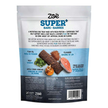 Dog treat bag back with ingredient text and salmon flavor highlights