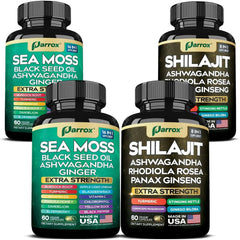 Zoyava Sea Moss and Shilajit Supplement Bundle, Multi-Ingredient Capsules, 60 Count