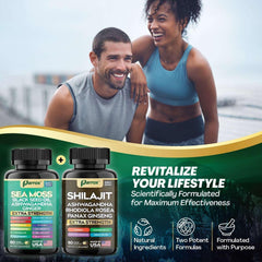 Zoyava Sea Moss and Shilajit Supplement Bundle, Multi-Ingredient Capsules, 60 Count