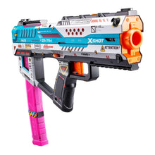 Fury-X toy blaster with orange muzzle, black grip, and pink dart magazine