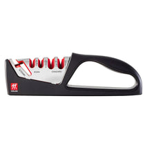 Knife sharpener with four stages and shear sharpener, black handle