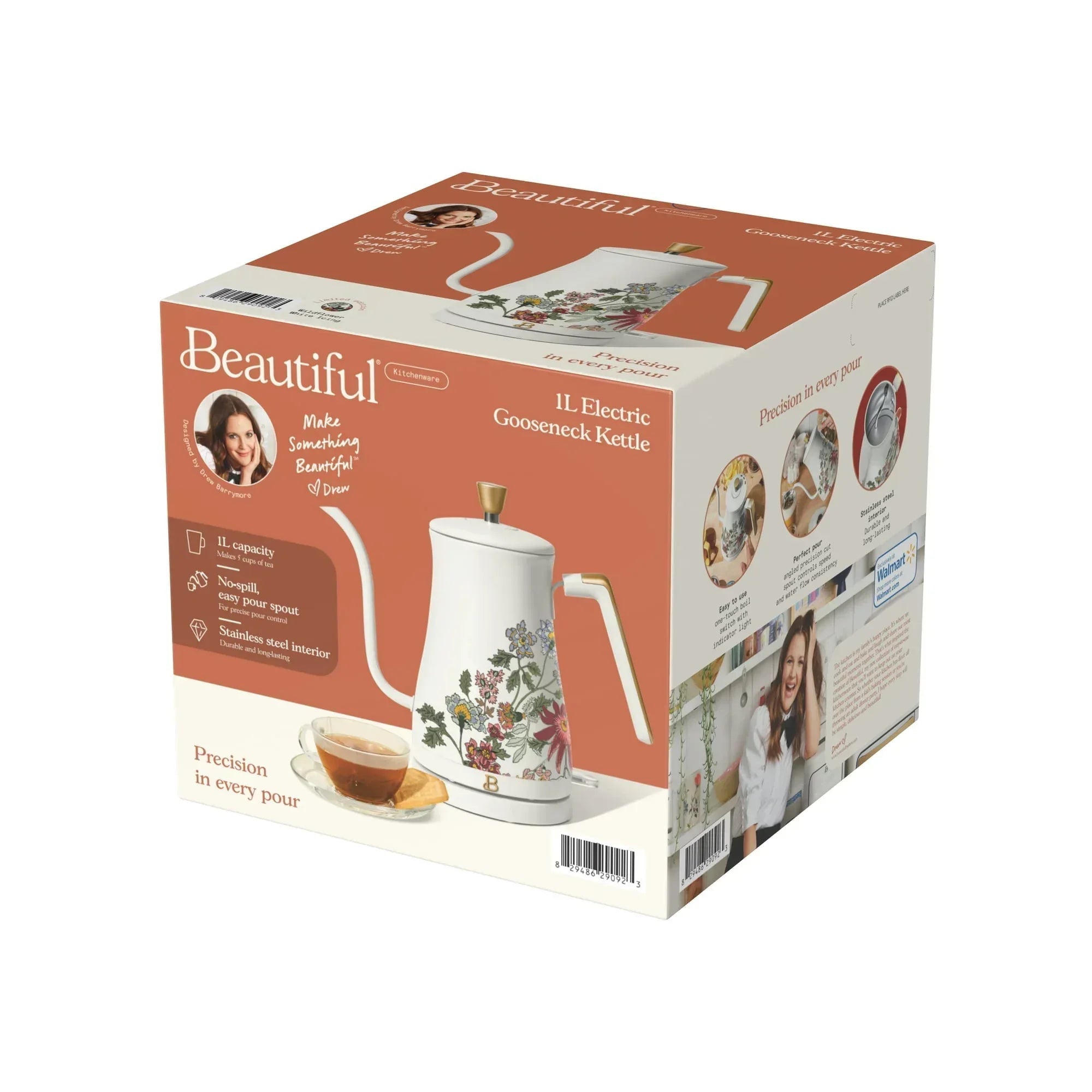 Beautiful 1-Liter Electric Gooseneck Kettle 1200 W, by Drew Barrymore