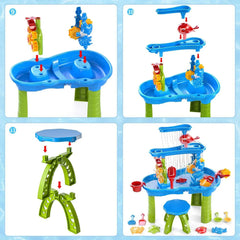 Dinosaur Planet Kids Sand Water Table for Toddlers, 3-Tier Sand and Water Play Table Toys for Toddlers Kids, Activity Sensory Tables Outside Beach Toys for Toddler Boys Girls Age 1-3 3-5Gift - USA MEGA SHOP