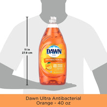 Dish soap bottle, Dawn Ultra antibacterial orange scent, 40 fl oz front view