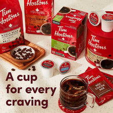 Tim Hortons coffee products, including K-Cup pods, ground coffee, whole beans, and cocoa mix