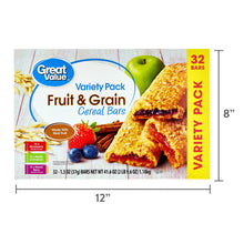 Fruit & Grain cereal bars variety pack box, 32 bars