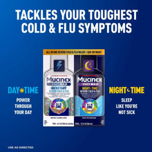 Mucinex Fast-Max day and nighttime liquid medicine box with two 6 fl oz bottles