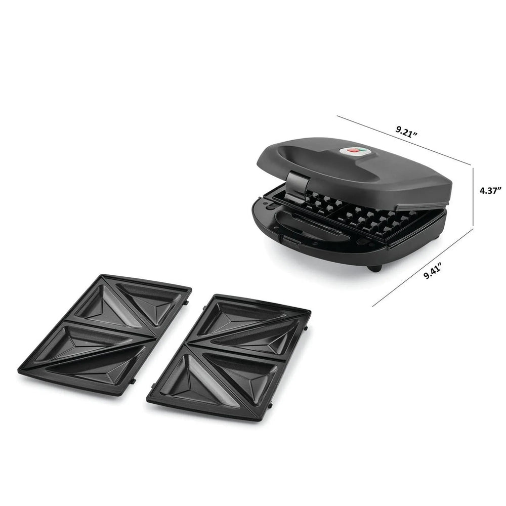 Mainstays 2 Slice Removable Plates Waffle and Sandwich Maker, Ceramic Nonstick, 750 Watts - USA MEGA SHOP