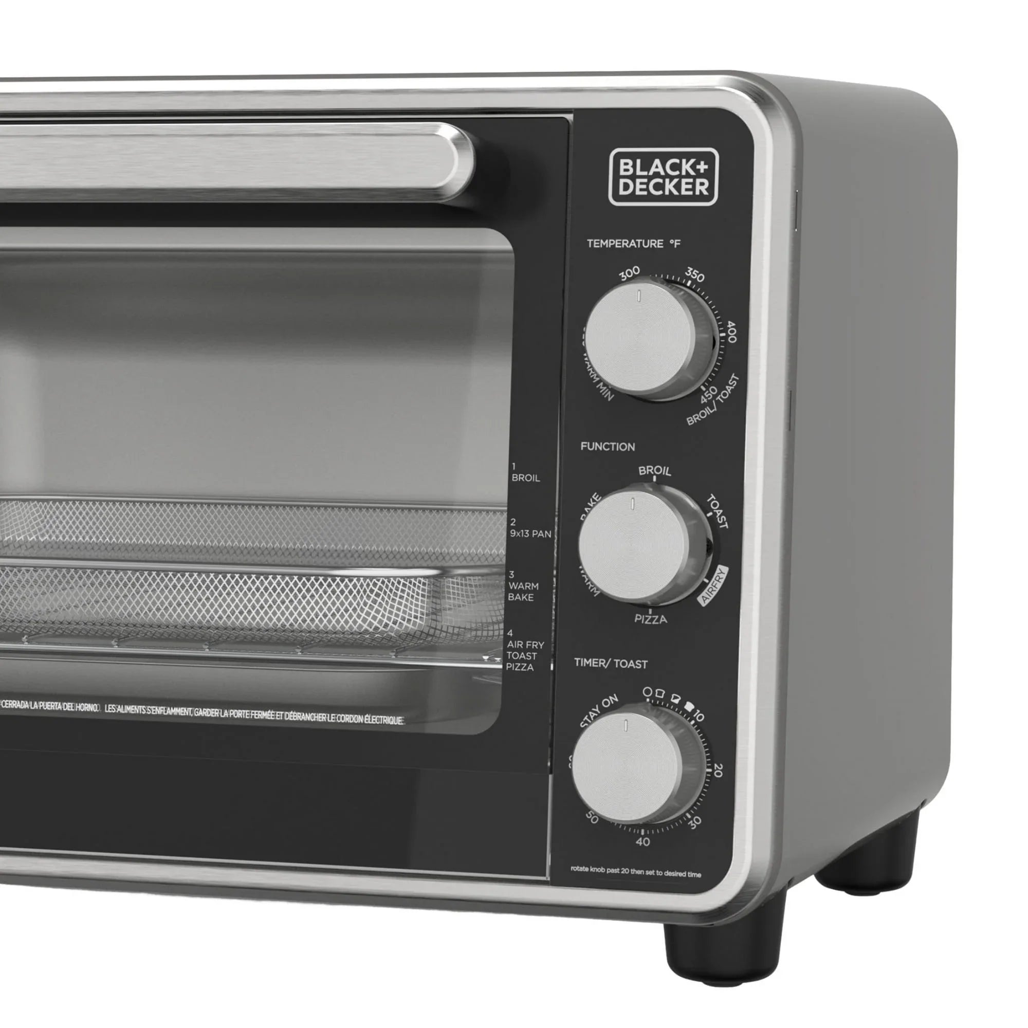 Black + Decker Crisp 'N Bake PRO 6-Slice Air Fryer Toaster Oven with Basket, Pan, Rack & Tray, Stainless Steel
