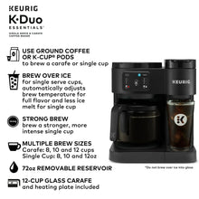 Black Keurig dual coffee maker with carafe heating plate and brew controls