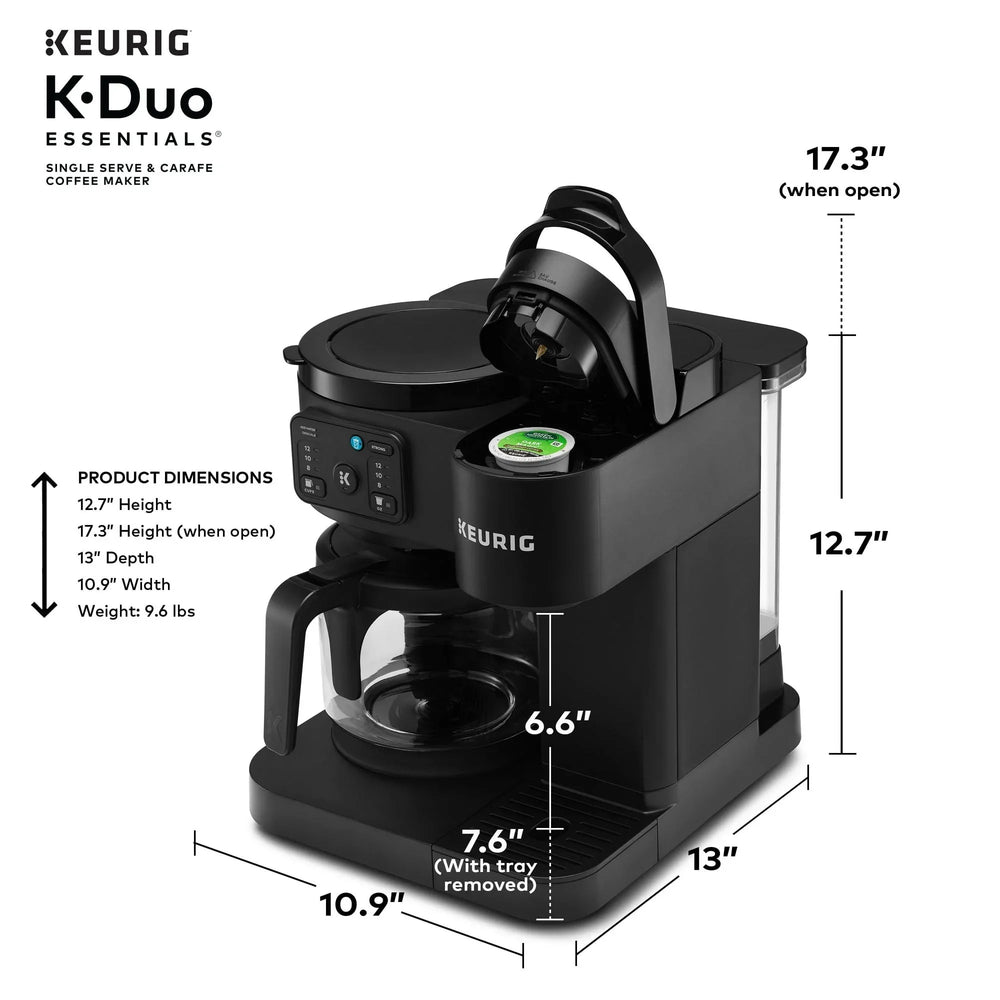 Keurig K-Duo Essentials, Hot & Iced Single-Serve K-Cup Pod Coffee Maker & Carafe, Black - USA MEGA SHOP