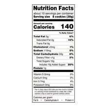 Nutrition Facts label for vanilla wafer cookies, calories 140 per serving