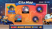 Nintendo Switch game City Map screen with highlighted locations and mission icons