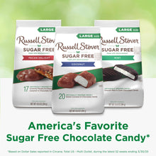 Three sugar-free chocolate candy bags with coconut, mint, and pecan delight flavors