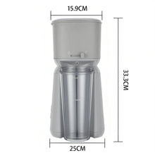 Single-serve iced coffee maker size diagram showing 25cm by 33.5cm