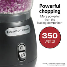 Black food chopper base with Hamilton Beach badge and Hi/Lo control buttons