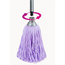 Lavender microfiber strip mop head refill with screw-in mount and arrows
